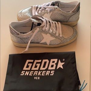 Golden Goose Sneakers Silver Sparkle